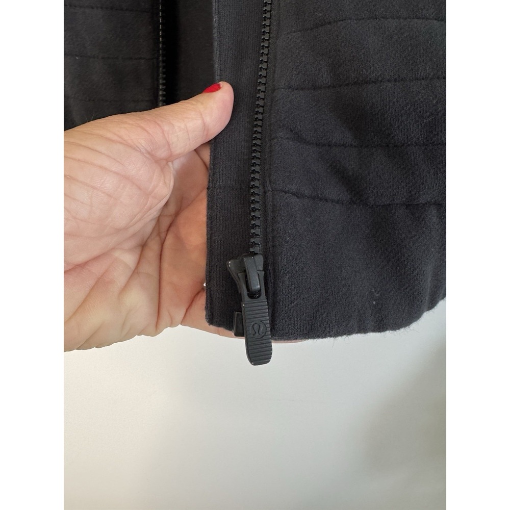 Lululemon Fleece Be True Moto Jacket Womens Size 2 Black Asymmetric Zip Quilted - Picture 5 of 13